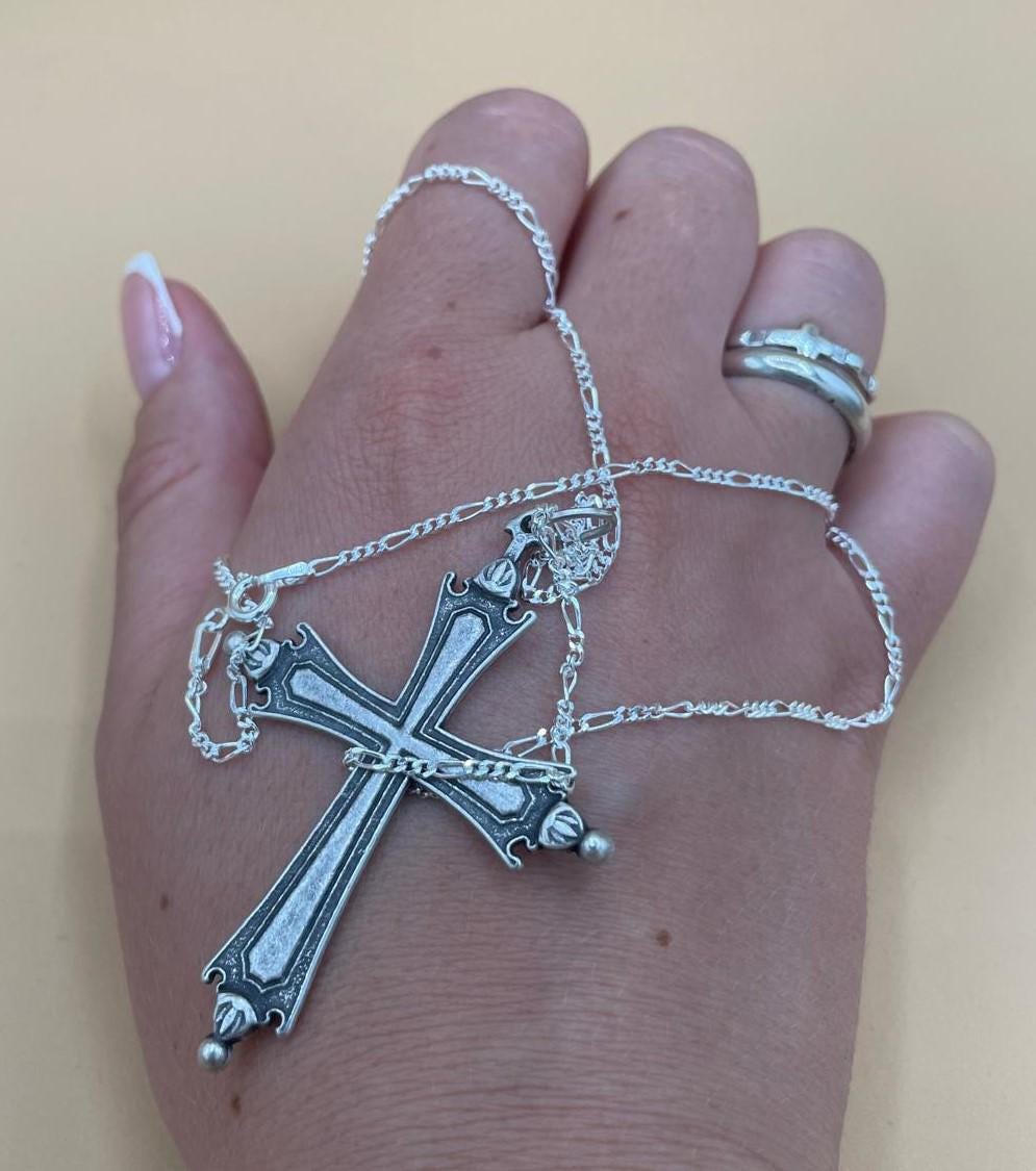 Collana con croce in lega di zinco e catena in argento 925 – 50 cm