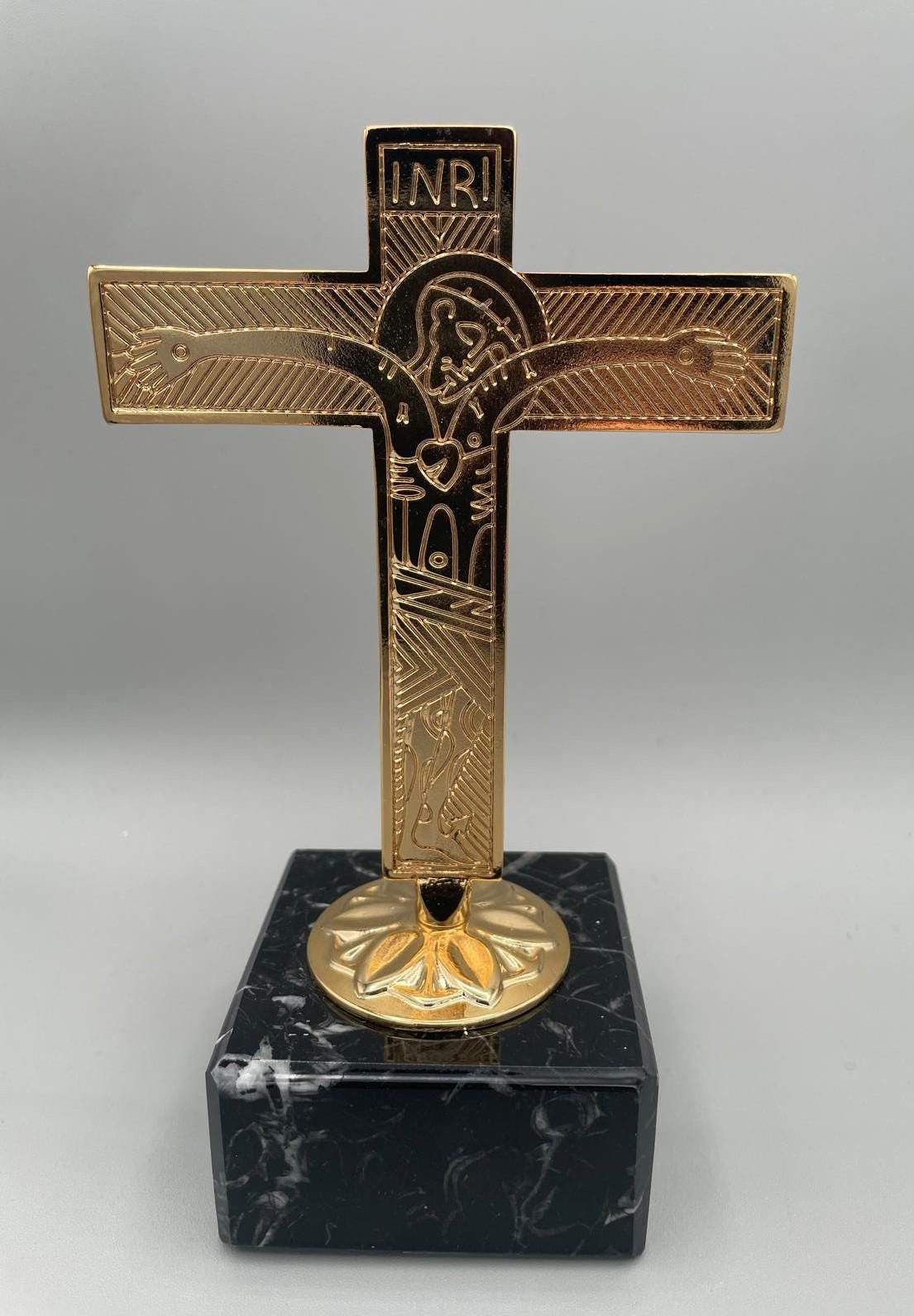 Croce familiare da tavolo in marmo nero e oro – cod. DBK205/11 D