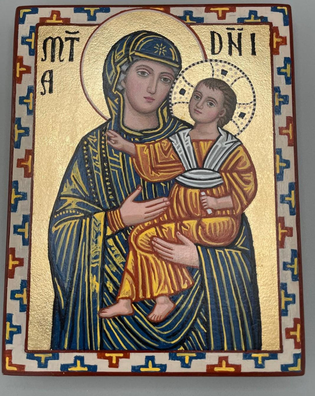 Icona Bizantina Theotokos Mater Domini – Dipinta a Mano, Foglia Oro