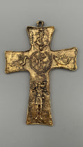 Crocifisso Memoria Catacombe Trinità da muro in ottone dorato – 14 x 9 cm