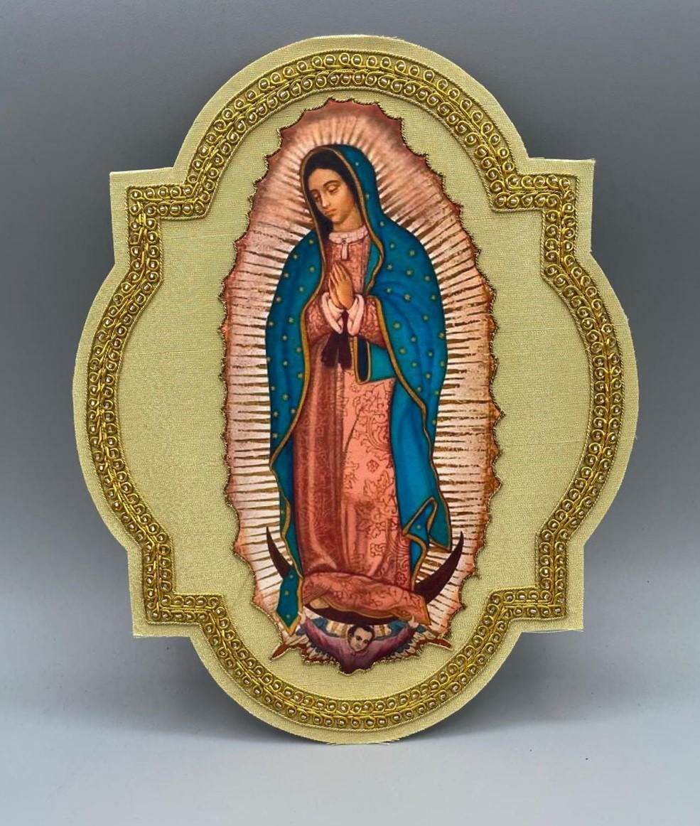 Quadro Ricamato con Filo Oro – Vergine di Guadalupe