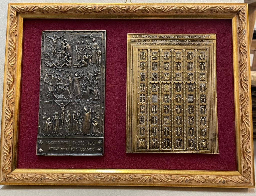 Quadro Due Porte Sante San Paolo – Bassorilievo su Velluto, Cornice Dorata (0667D)