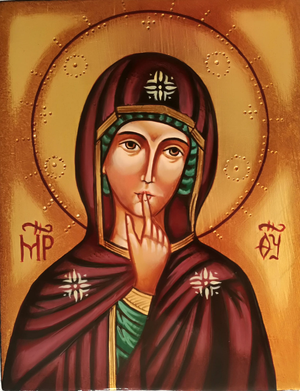 Icona Sacra Madonna del Silenzio 10x14 cm – Dipinta a Mano su Legno