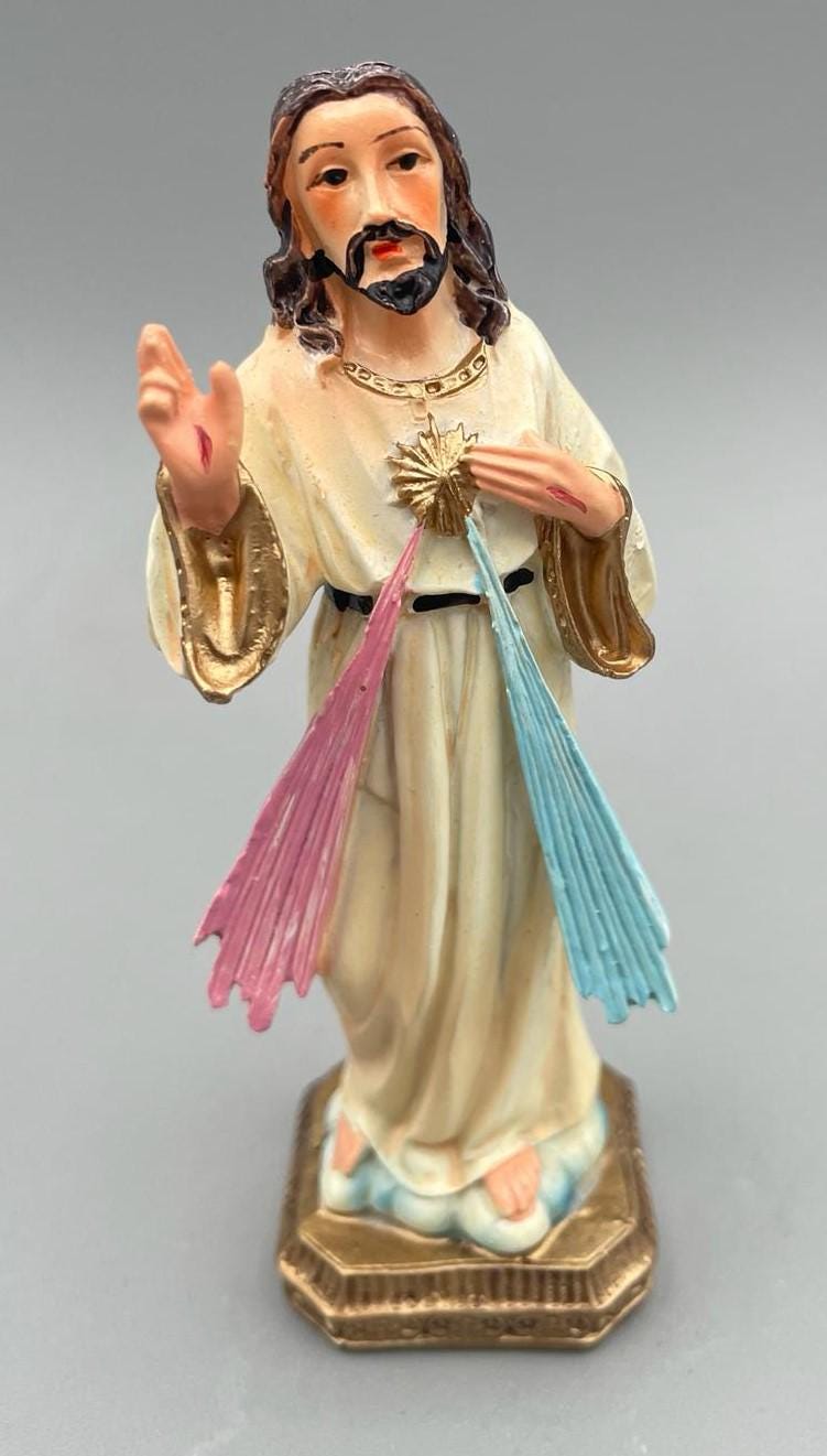 Statue Barmherziger Jesus aus handbemaltem Kunstharz – 12 cm