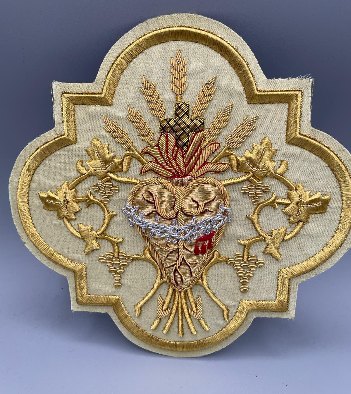 Icona Sacro Cuore   Ricamata con filo  Oro
