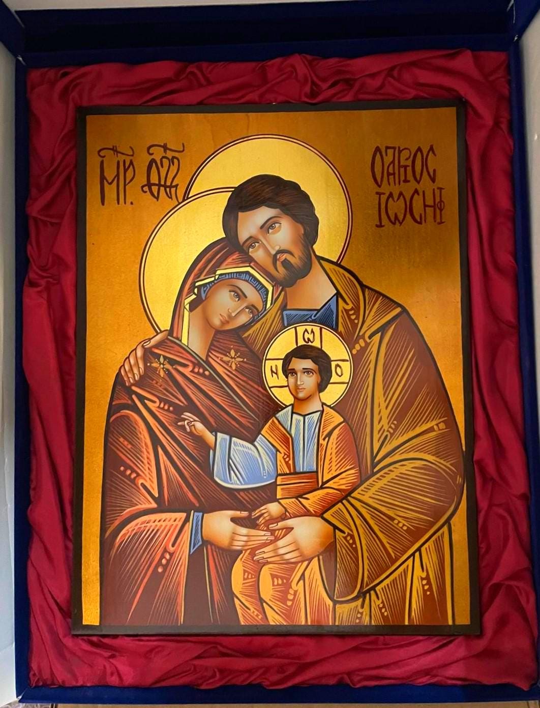 Icona Bizantina Sacra Famiglia 30x40 cm – Dipinta a Mano