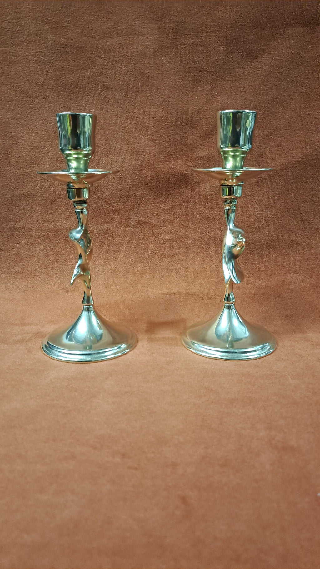 Coppia candelabro ebraico da tavolo in ottone lucido – 16 cm