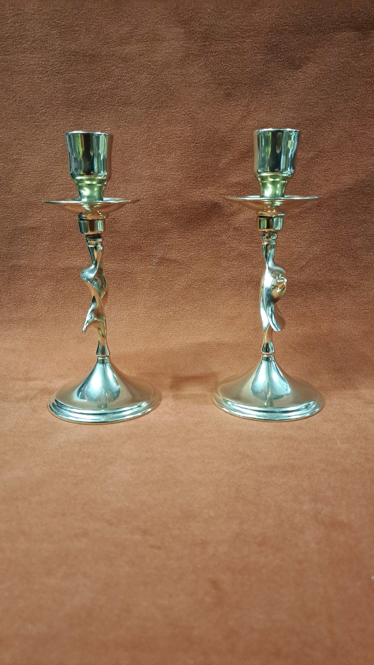 Coppia candelabro ebraico da tavolo in ottone lucido – 16 cm