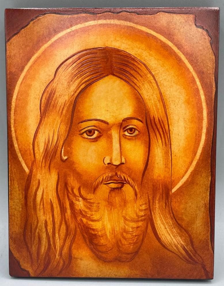 Handgemalte orthodoxe Ikone des Antlitzes Christi – Gaspar Gabriela