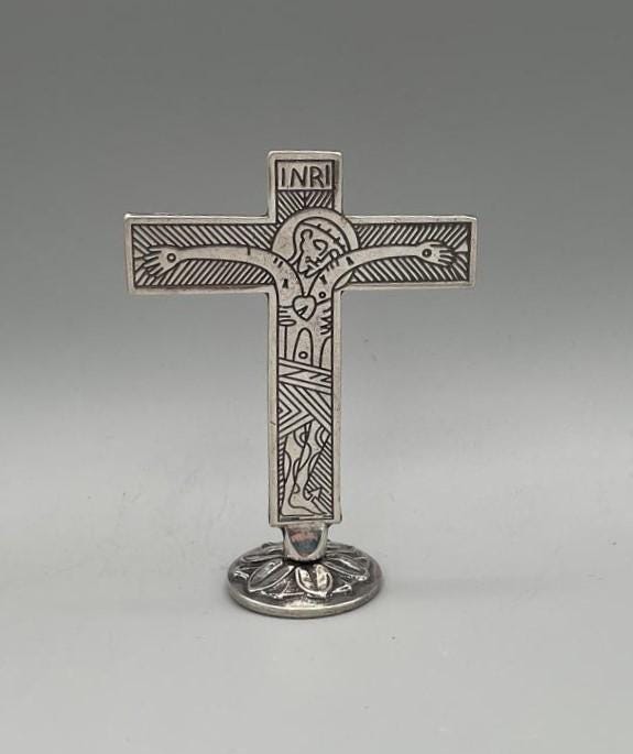 Croce itinerante da tavolo placcata argento – 11 x 8 cm – cod. DBK205-11P