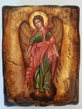 Icona sacra San Michele Arcangelo dipinta a mano su legno anticato – 14 x 18 cm