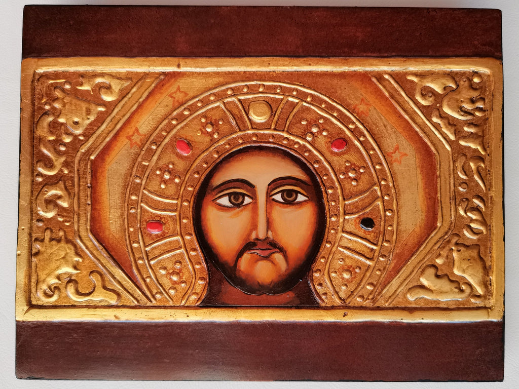 Hand-painted Acheropita Christ sacred icon from the Sancta Sanctorum on wood – 14 x 18 cm