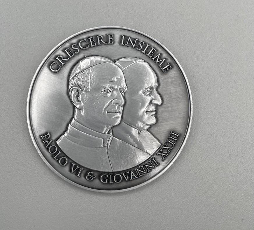 Medaglia Commemorativa Paolo VI e Giovanni XXIII 'Crescere Insieme' – 60 mm