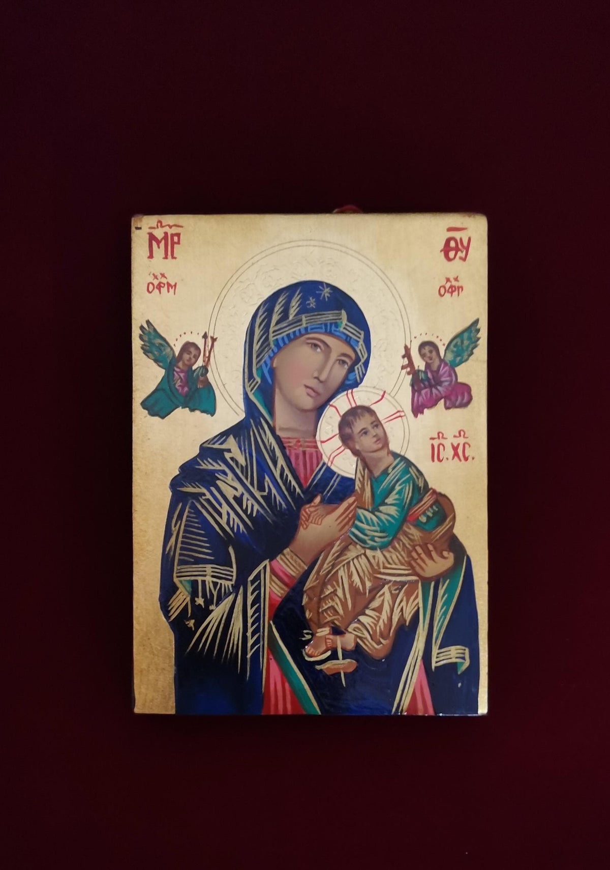 Icona Sacra Madonna del Perpetuo Soccorso 10x14 cm – Dipinta a Mano