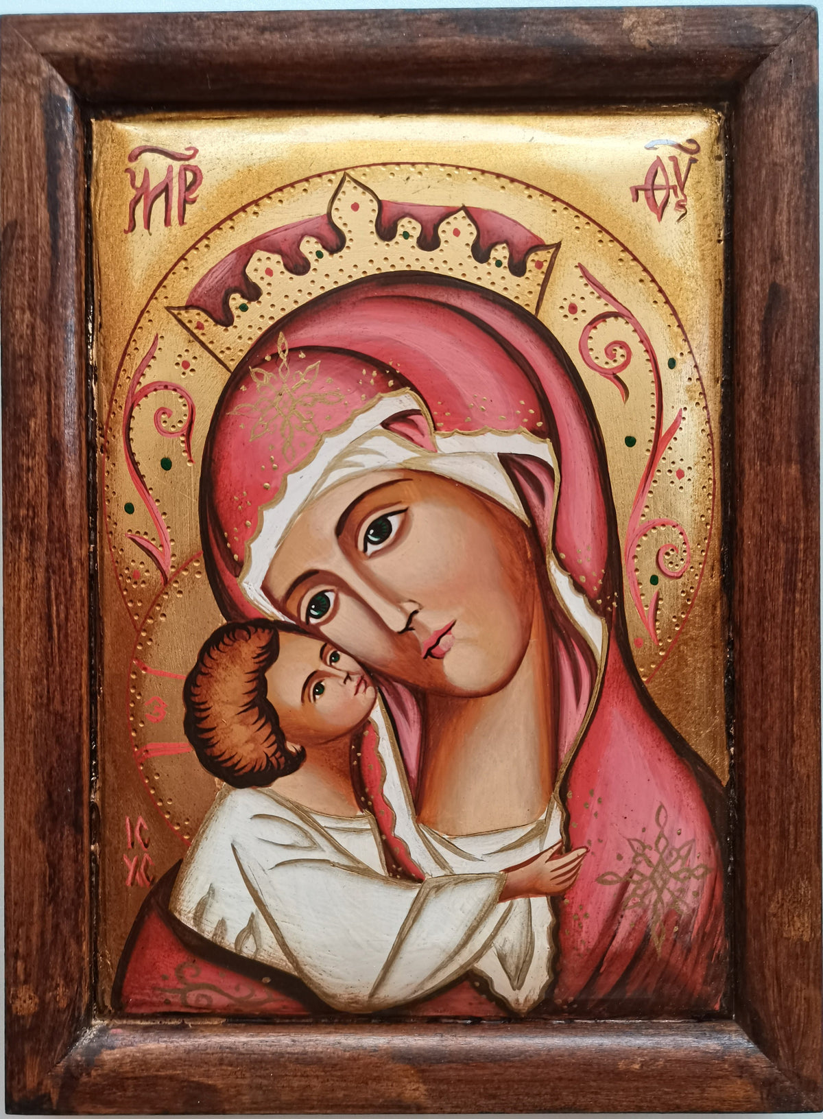 Icona Sacra Madonna con Bambino Gesù 22x30 cm – Dipinta a Mano