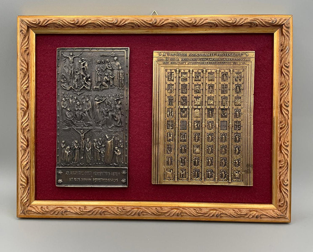 Quadro Due Porte Sante San Paolo – Bassorilievo su Velluto, Cornice Dorata (0667D)