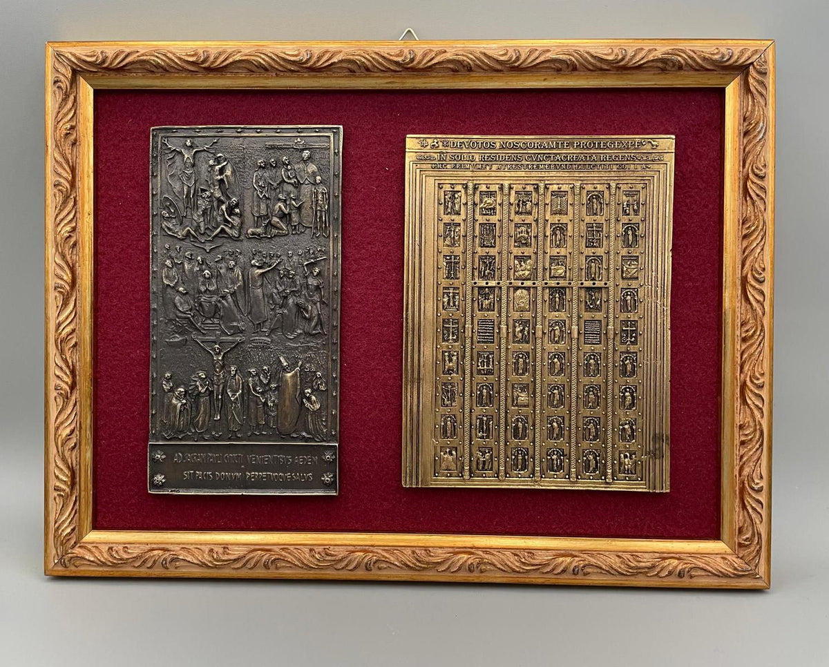 Quadro Due Porte Sante San Paolo – Bassorilievo su Velluto, Cornice Dorata (0667D)