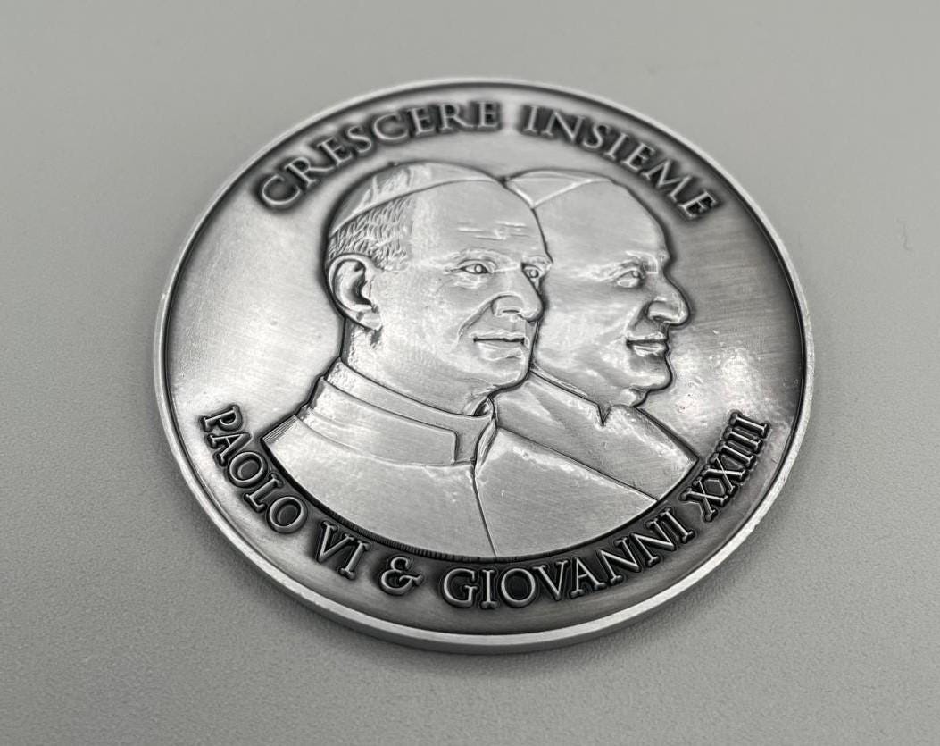 Medaglia Commemorativa Paolo VI e Giovanni XXIII 'Crescere Insieme' – 60 mm