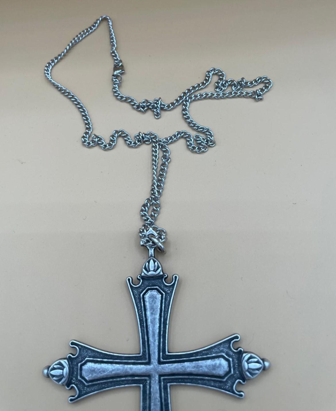 Collana con crocifisso replica Papa Leone – catena 75 cm, crocifisso 13 x 9 cm