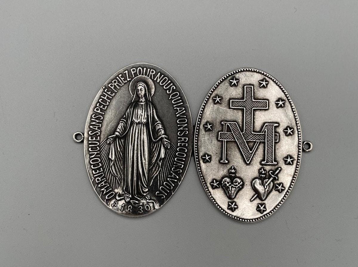 Médaillon d'entrée Vierge Miraculeuse 70x100 mm – Bain d'argent