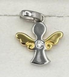 Ciondolo Angelo Custode con zircone – bicolore oro e argento