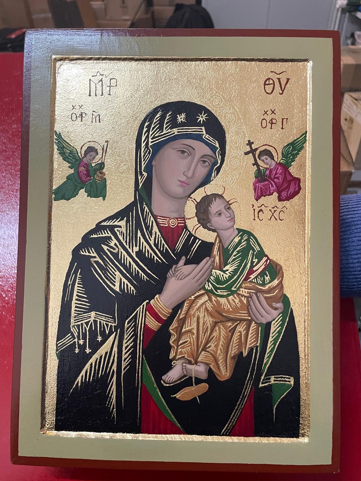 Icona Sacra Madonna del Perpetuo Soccorso 22x30 cm – Betulla, Made in Italy