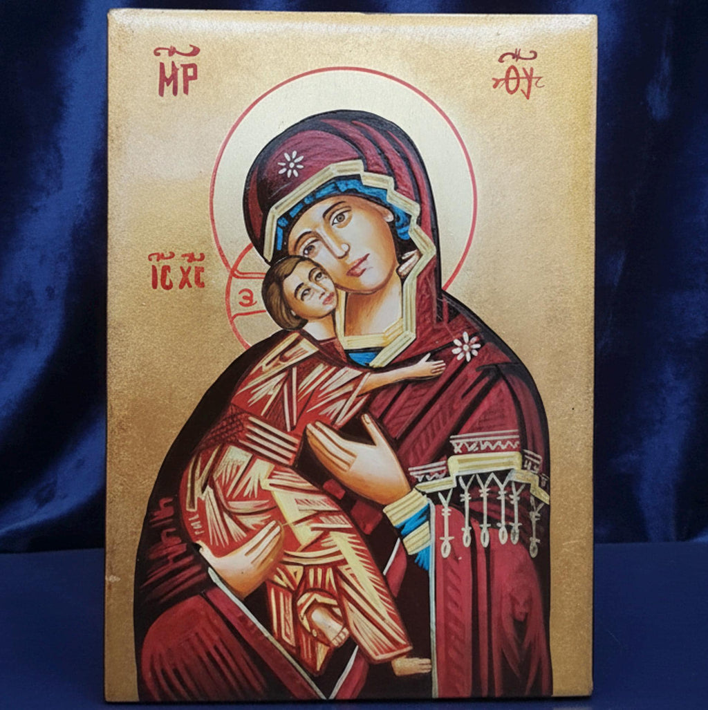 Icona Bizantina Madonna della Tenerezza (Eleousa) 10x14 cm – Foglia Oro