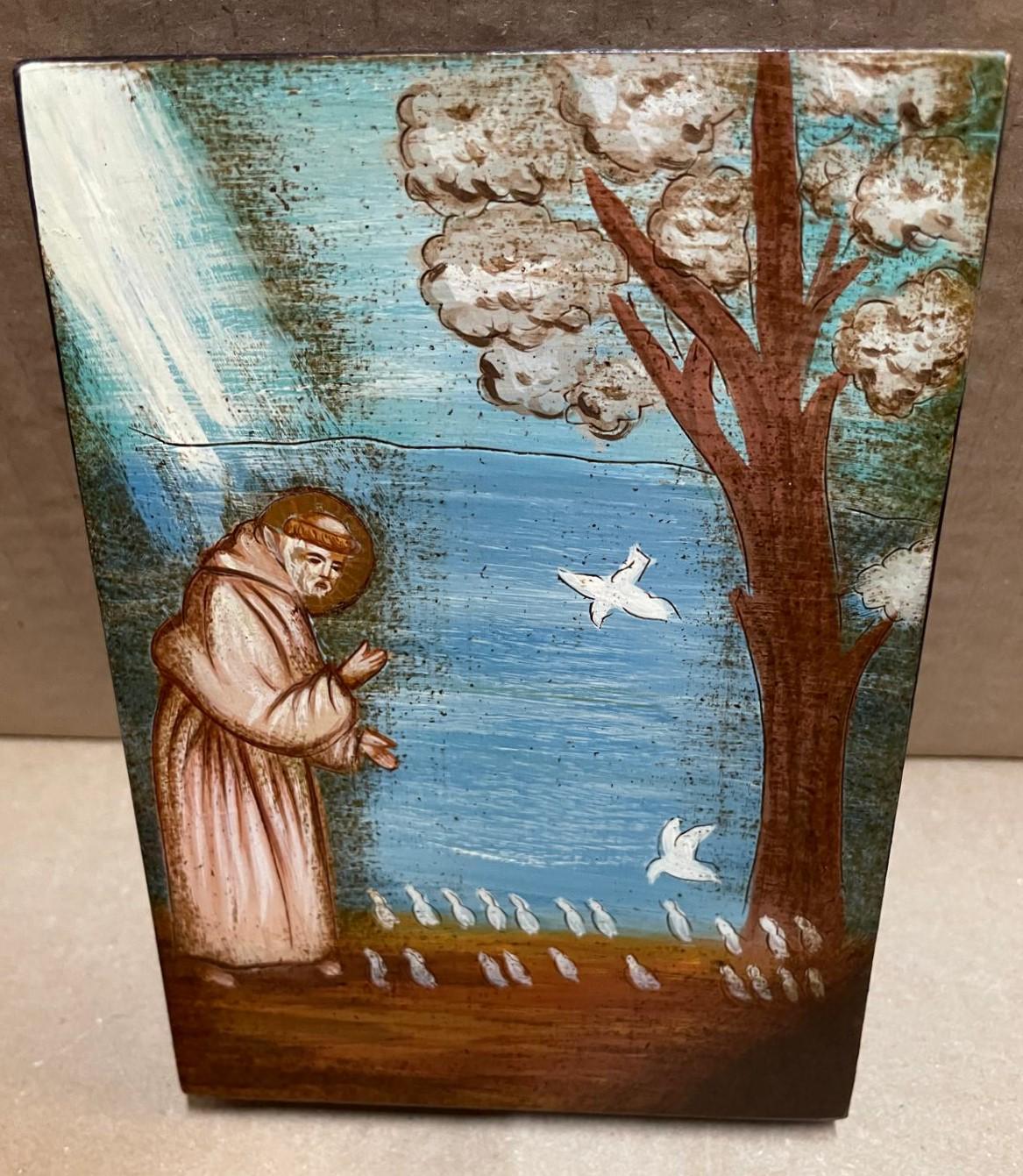 Icona Sacra San Francesco che Parla agli Uccelli 18x24 cm – Arte Francescana