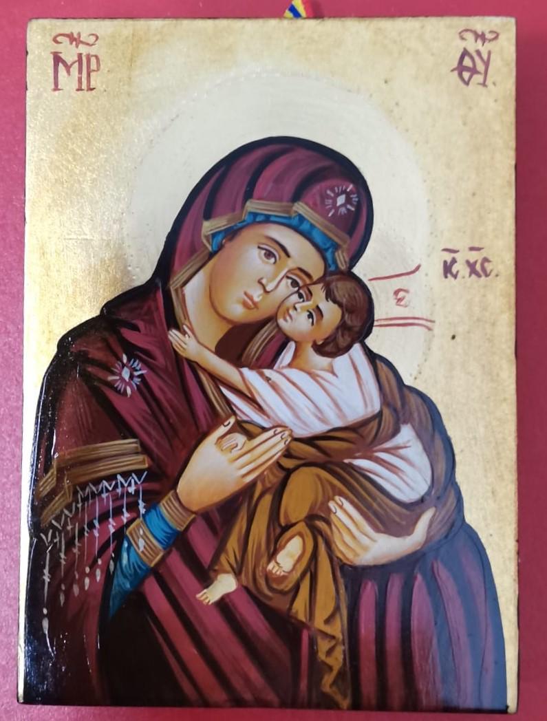 Sacred Icon Madonna of the Embrace 10x14 cm – Hand-Painted on Wood