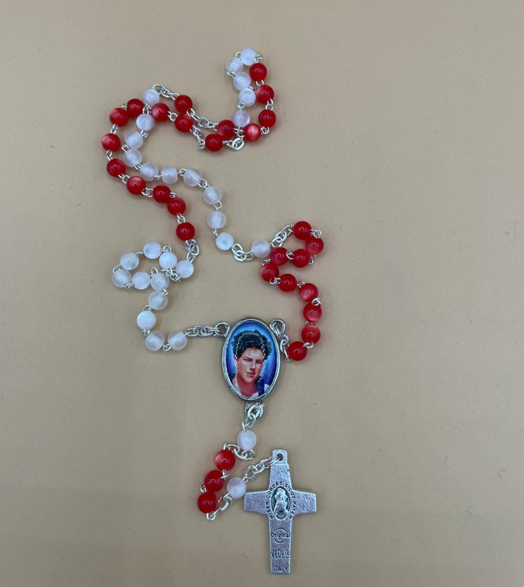 Rosario con Crocifisso Argentato e Medaglia di Carlo Acutis e Papa Francesco