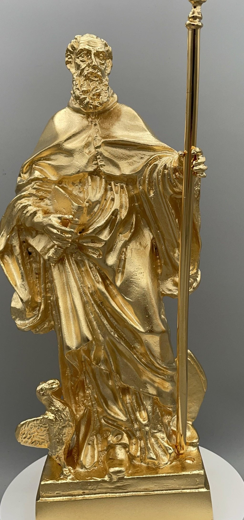 Statua San Benedetto in Bronzo Dorato – Cera Persa, Made in Italy