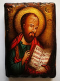 Icona Sacra San Giovanni Anticata 10x14 cm – Dipinta a Mano, Tecnica Ortodossa