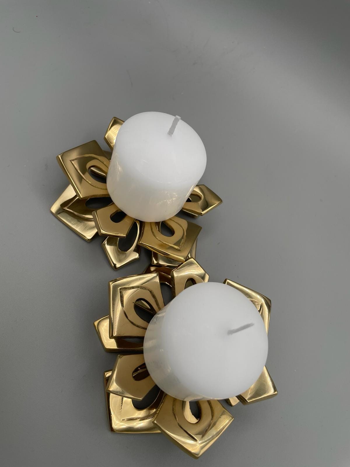 Vintage Gold Flower Candle Holder Set
