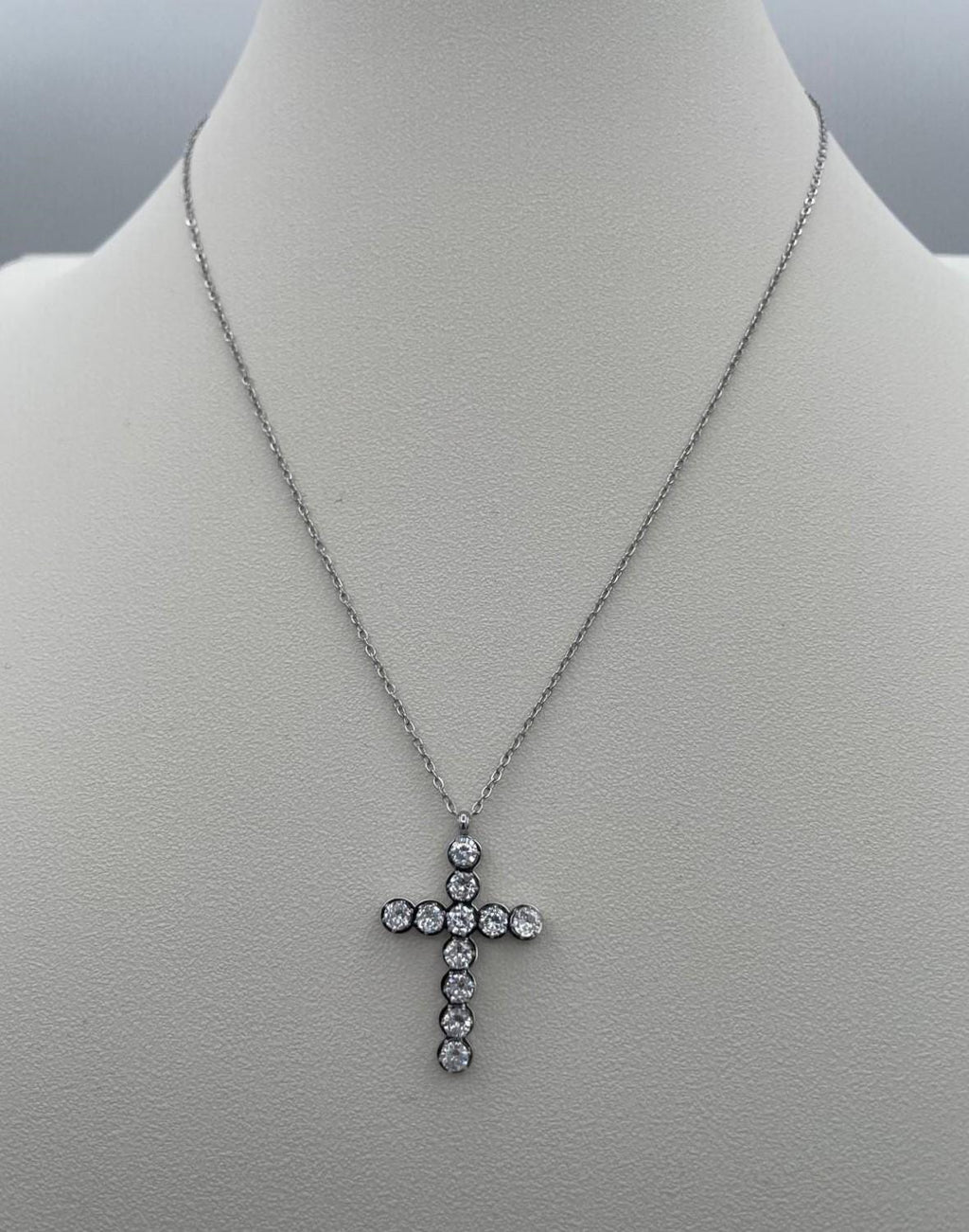 Collana in Acciaio Stainless con Croce e Pietre