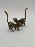 Pair of burnished brass kitten ring holders – 6 cm
