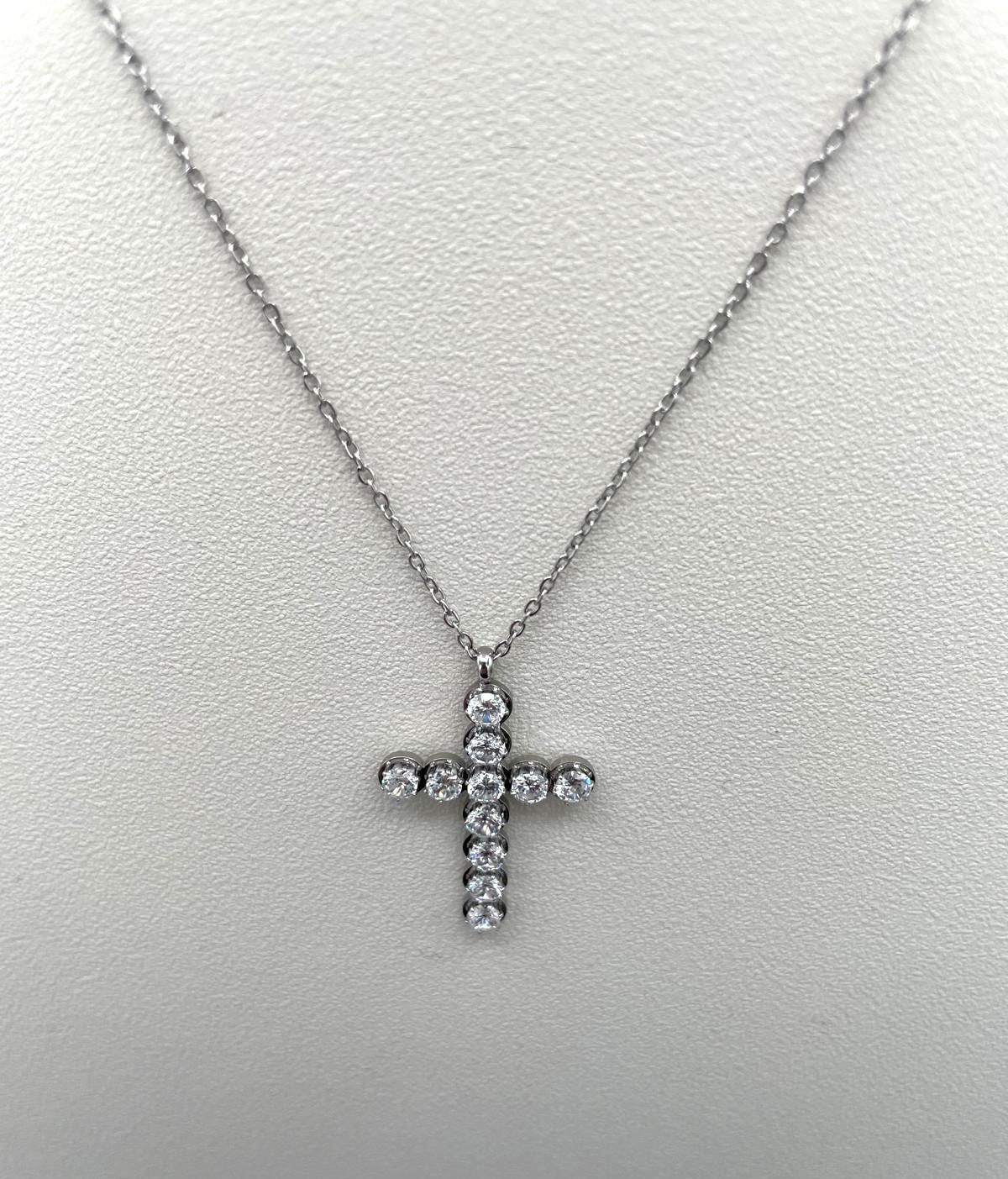 Collana in Acciaio Stainless con Croce e Pietre