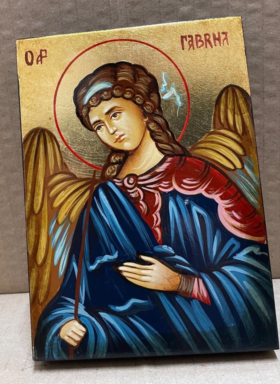 Icona Sacra di San Gabriele Arcangelo 10x14 cm – Dipinta a Mano su Legno