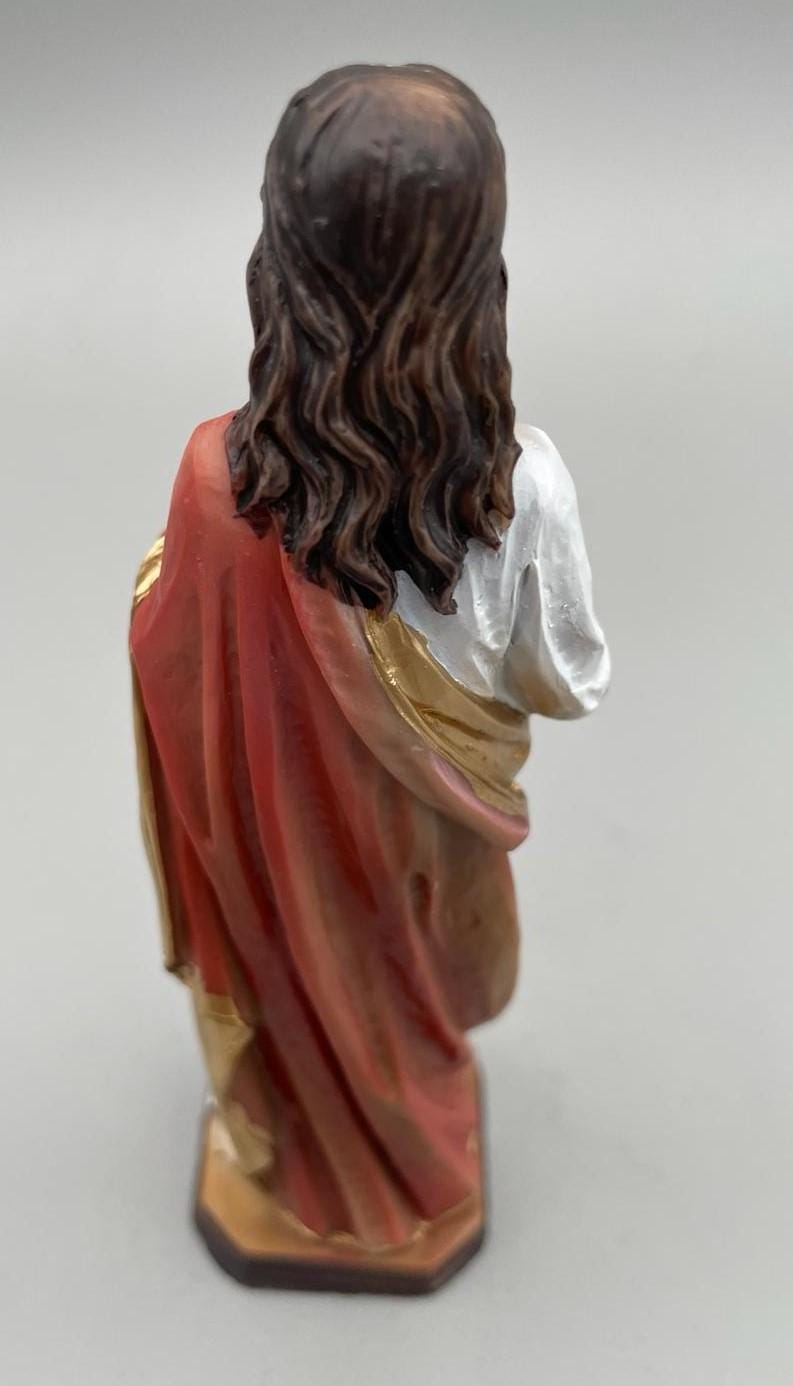 Statue Heiligstes Herz Jesu aus Kunstharz mit goldenen Details – 12 cm