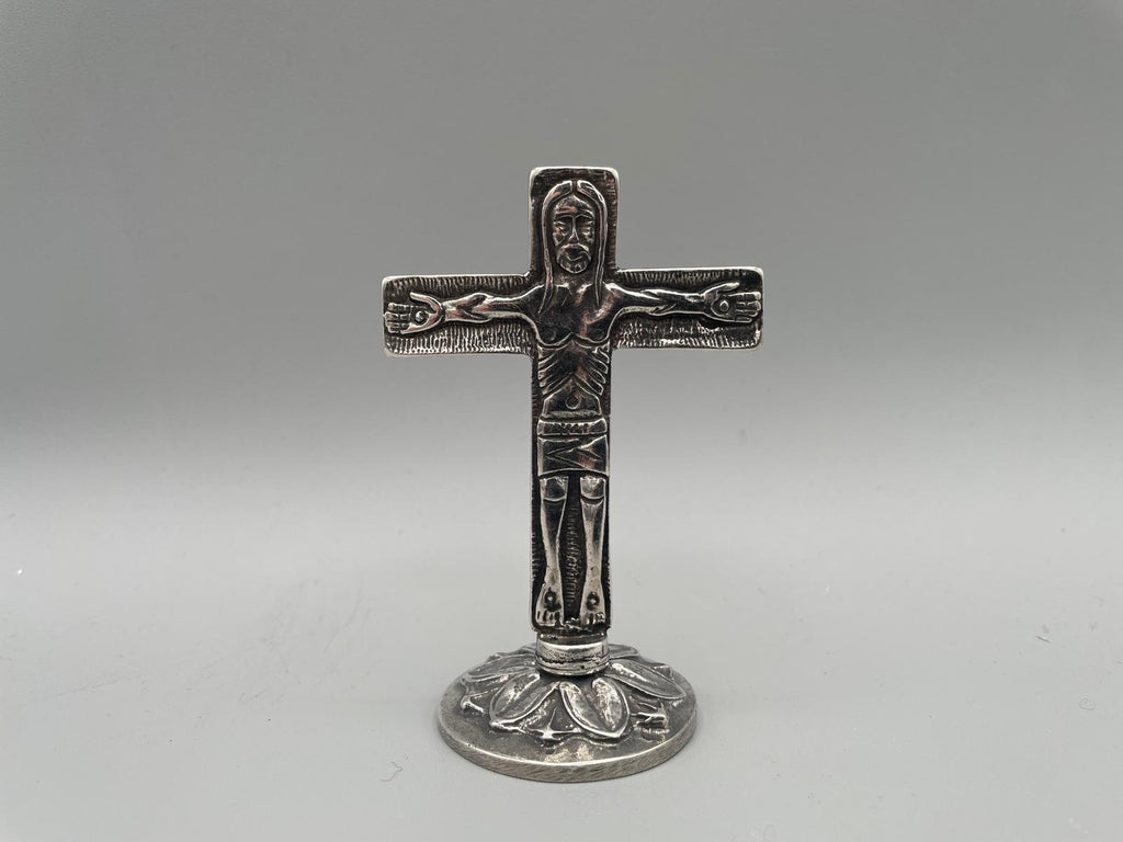 Croce itinerante neocatecumenale in metallo, bagno d'argento 5 micron – 87 mm