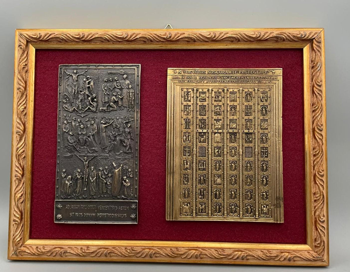Quadro Due Porte Sante San Paolo – Bassorilievo su Velluto, Cornice Dorata (0667D)