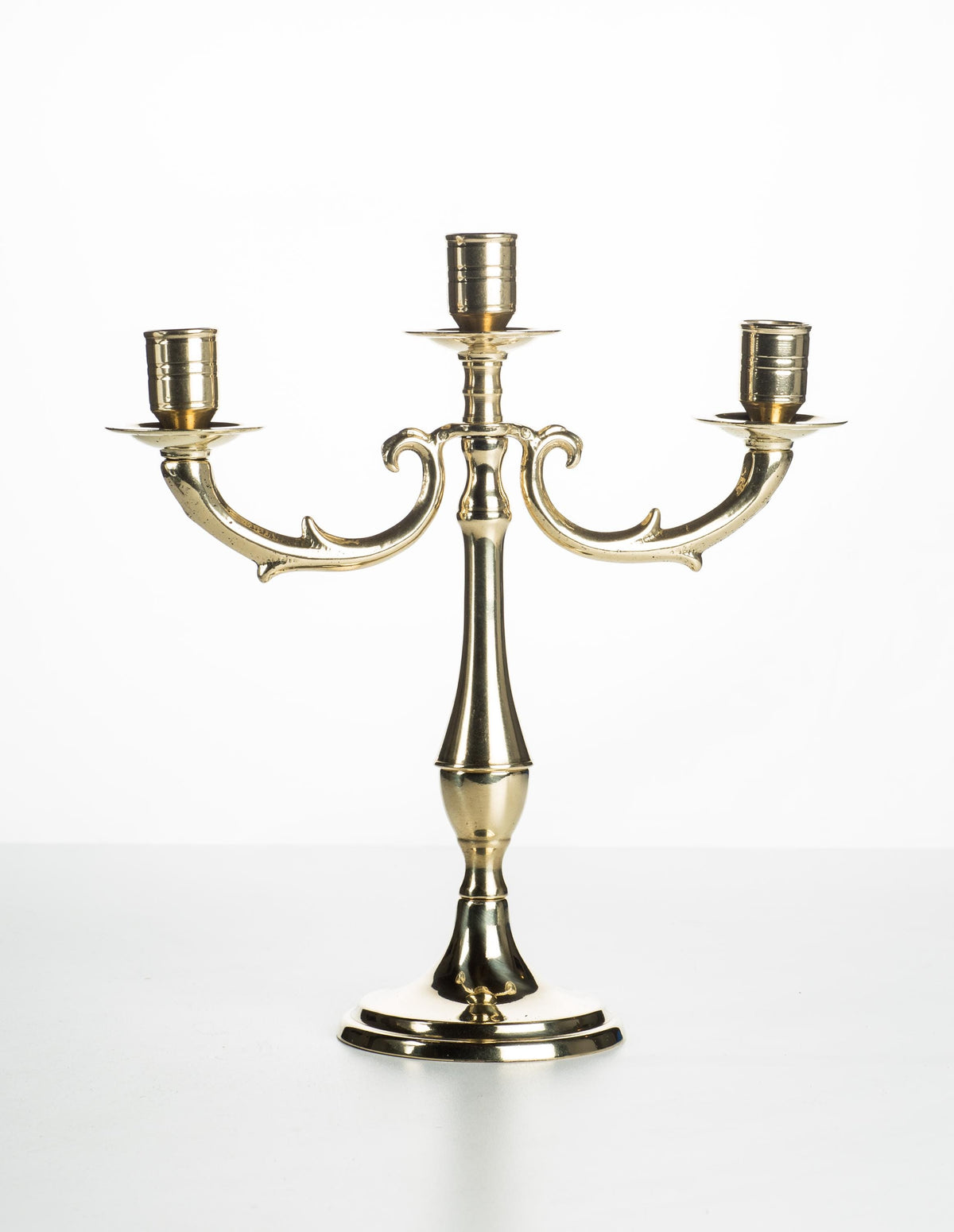 Candelabro Bologna a 3 bracci in ottone lucido