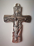 Crocifisso Santissima Trinità da muro in ottone argentato – 14 x 9 cm