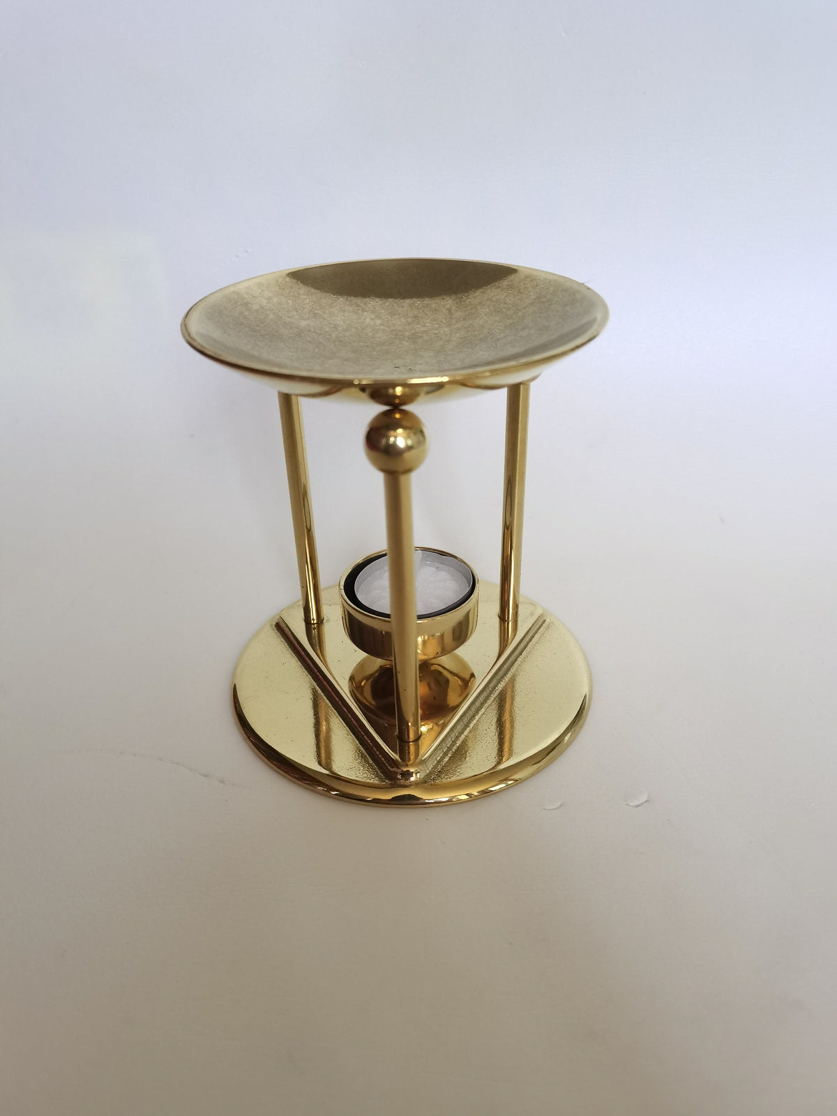 Diffusore di aromi in ottone lucido con portacandela – h 12 cm