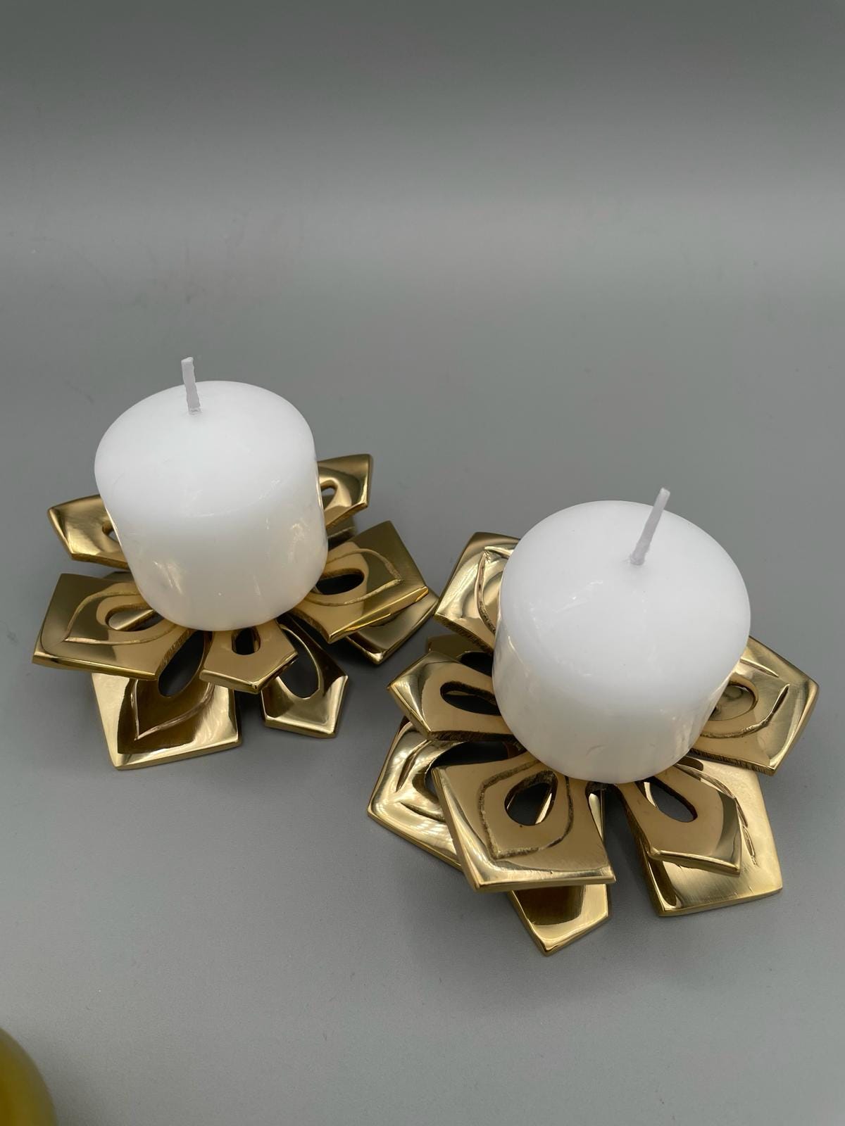 Vintage Gold Flower Candle Holder Set