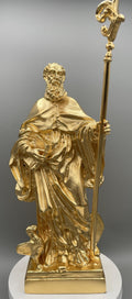 Statua San Benedetto in Bronzo Dorato – Cera Persa, Made in Italy