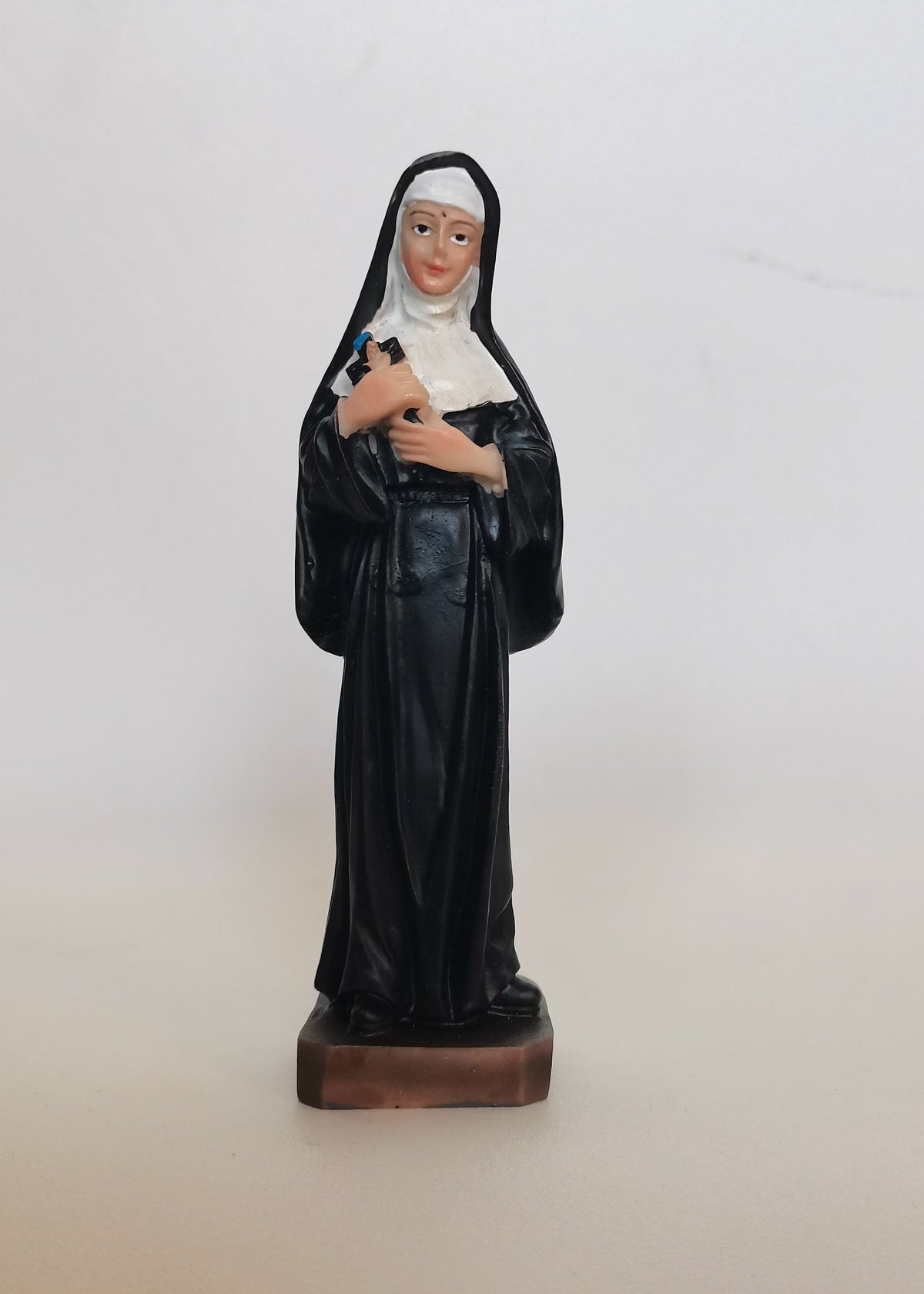 Statue de Sainte Rita de Cascia en résine peinte à la main – 12 cm