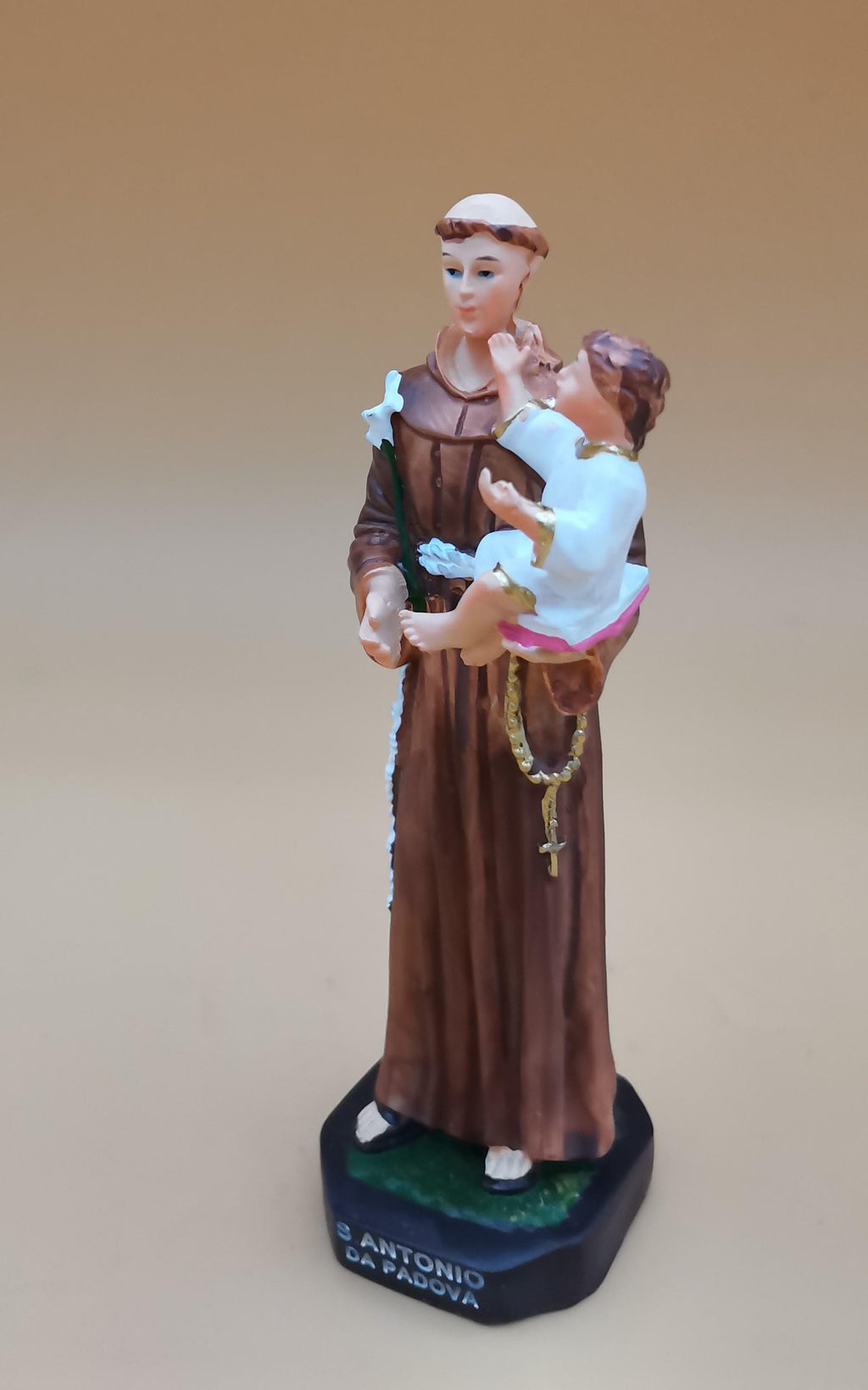 Statue de Saint Antoine de Padoue peinte à la main – 13 cm