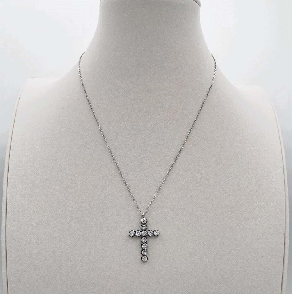 Collana in Acciaio Stainless con Croce e Pietre