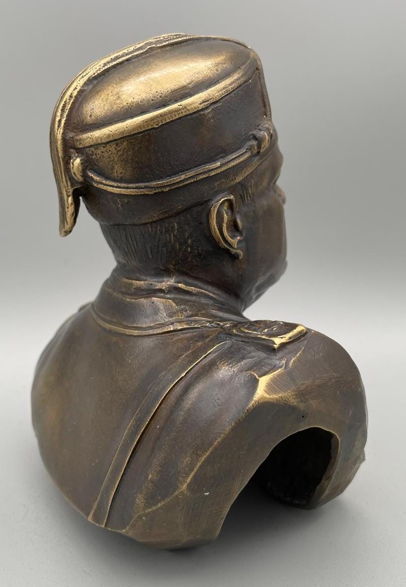 Busto di Benito Mussolini in Bronzo Fuso – Riproduzione Storica, h 15 cm