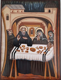 Icona Sacra Ultimo Colloquio di San Benedetto e Santa Scolastica 18x24 cm